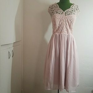 Tevolio Pink Sleeveless Lace Cocktail Dress